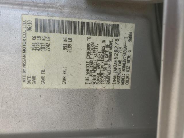 2010 Nissan Altima Base VIN: 1N4AL2AP2AN528278 Lot: 48346084