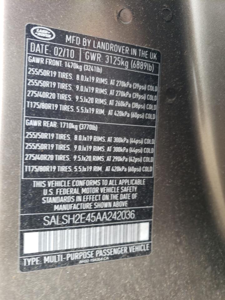 salsh2e45aa242036 SALSH2E45AA242036 2010 Land Rover Range Rover Sport Sc