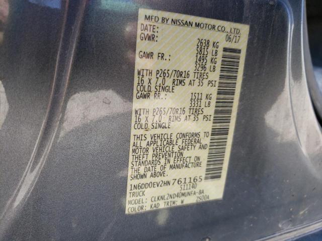 VIN 1N6DD0EV2HN761165 2017 Nissan Frontier, S no.12