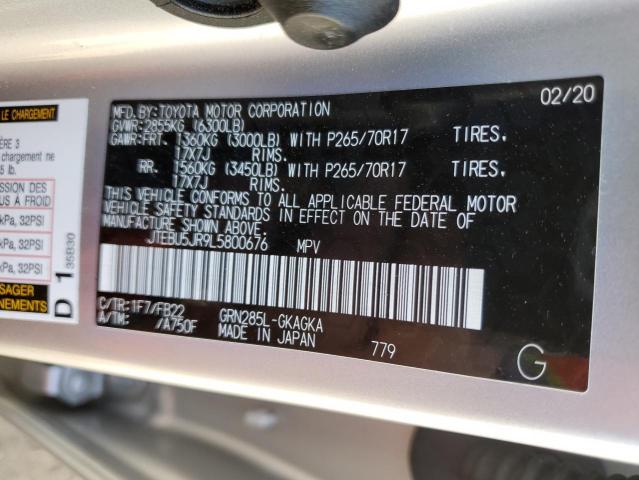 2020 Toyota 4Runner Sr5/Sr5 Premium VIN: JTEBU5JR9L5800676 Lot: 46988404