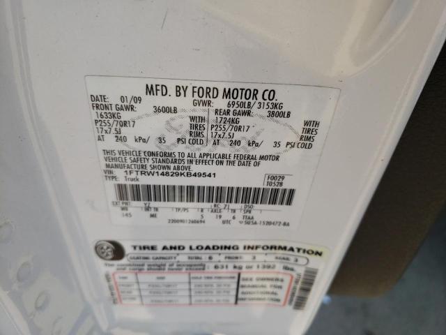 2009 Ford F150 Supercrew VIN: 1FTRW14829KB49541 Lot: 39204235