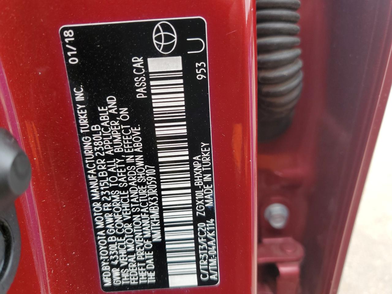 NMTKHMBX3JR059107 2018 Toyota C-Hr Xle