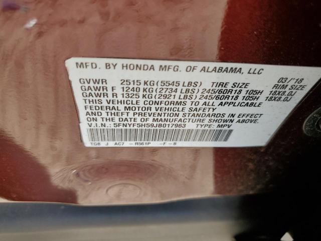 2018 HONDA PILOT EXL - 5FNYF5H59JB017963