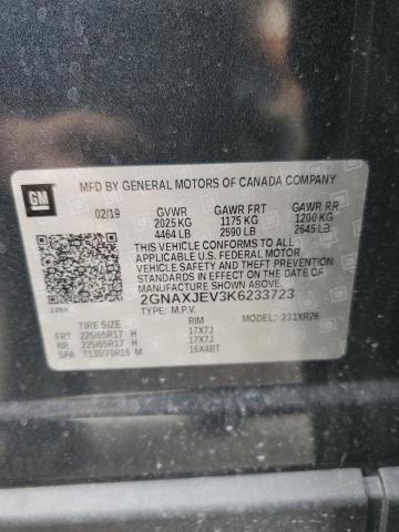 2019 Chevrolet Equinox Lt VIN: 2GNAXJEV3K6233723 Lot: 45829184