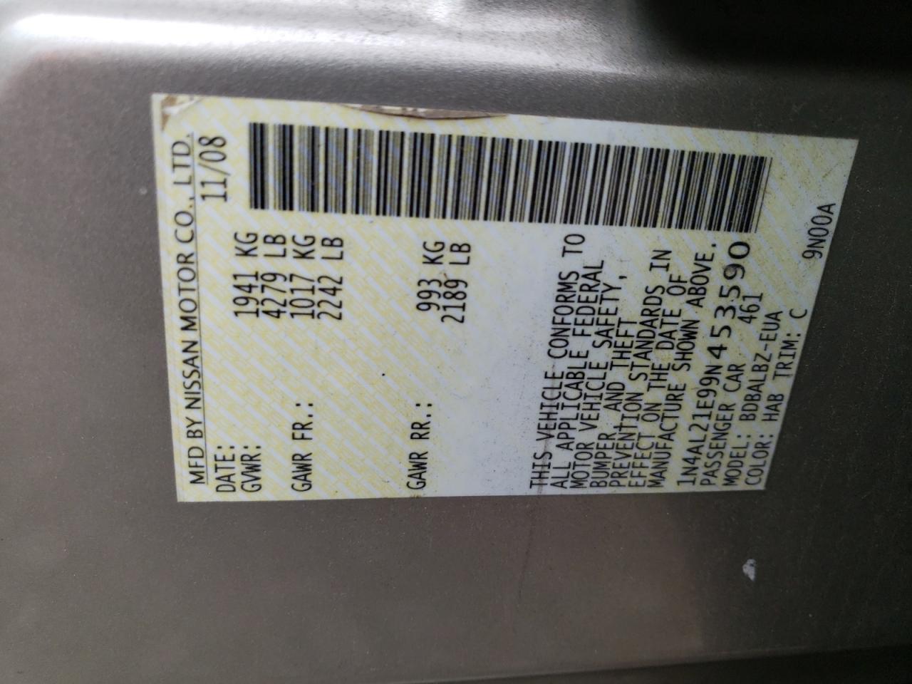 1N4AL21E99N453590 2009 Nissan Altima 2.5