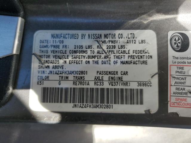 2010 Nissan 370Z VIN: JN1AZ4FH3AM302801 Lot: 48469524
