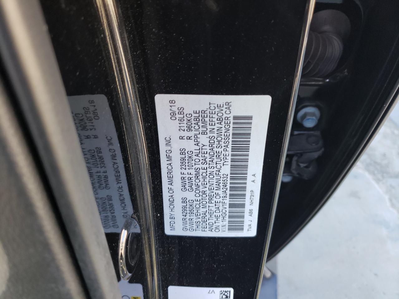 1HGCV1F19JA246532 2018 Honda Accord Lx