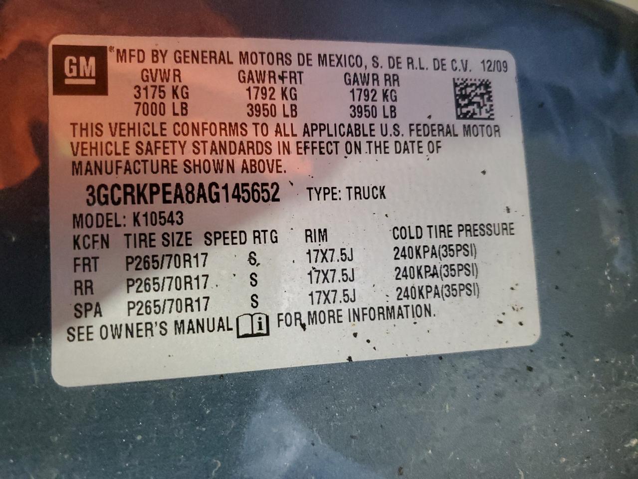 3GCRKPEA8AG145652 2010 Chevrolet Silverado K1500