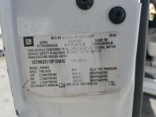 2003 GMC Sierra K2500 Heavy Duty VIN: 1GTHK23113F124843 Lot: 46720554