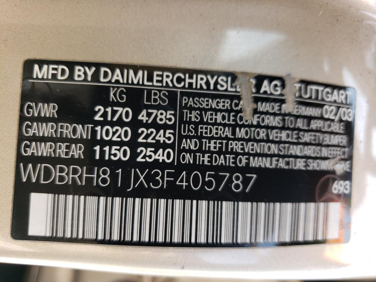 WDBRH81JX3F405787 2003 Mercedes-Benz C 240 Sportwagon 4Matic