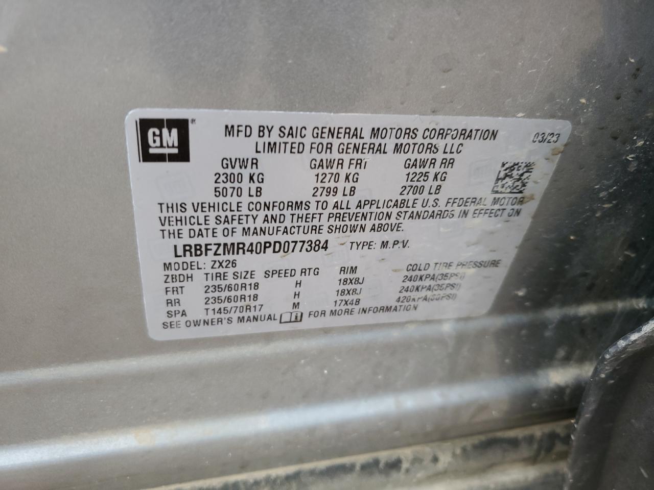 LRBFZMR40PD077384 2023 Buick Envision Preferred