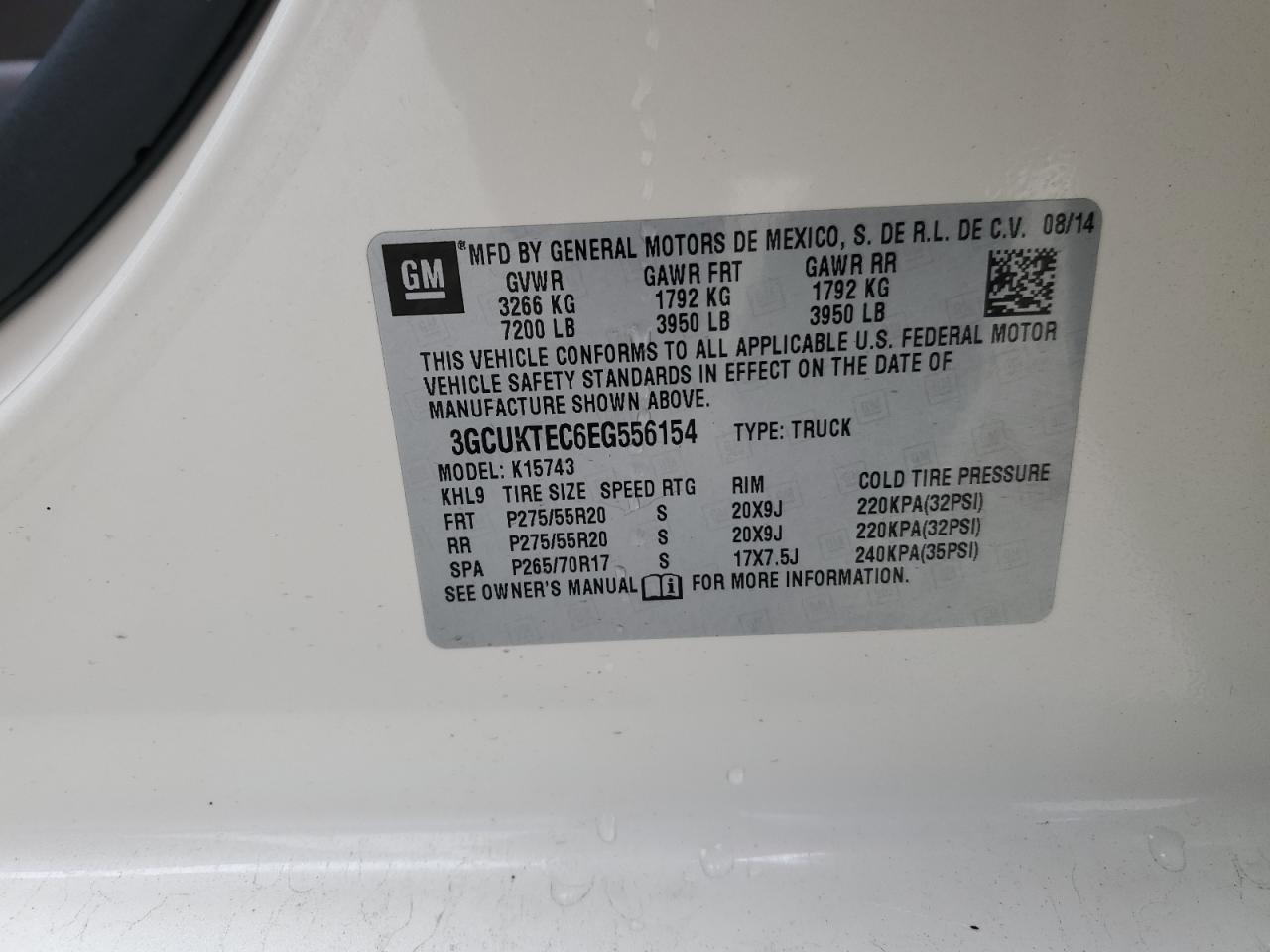 3GCUKTEC6EG556154 2014 Chevrolet Silverado K1500 High Country