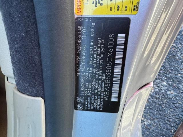 2008 BMW 650 I VIN: WBAEB53508CX61008 Lot: 47471604