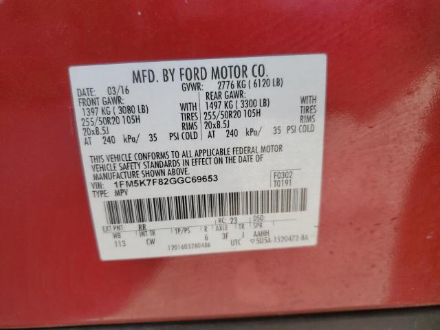 2016 FORD EXPLORER L - 1FM5K7F82GGC69653