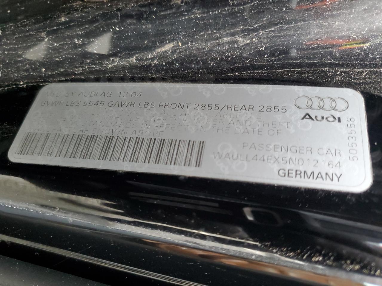 WAULL44EX5N012164 2005 Audi A8 4.2 Quattro