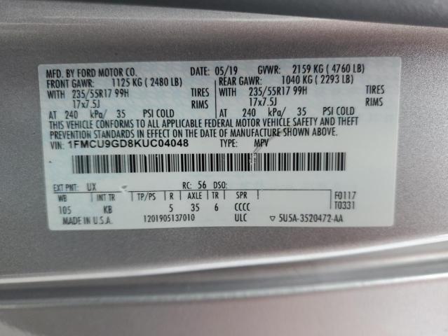 1FMCU9GD8KUC04048 2019 FORD ESCAPE - Image 12