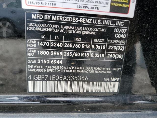 2008 Mercedes-Benz Gl 450 4Matic VIN: 4JGBF71E08A335366 Lot: 47161394