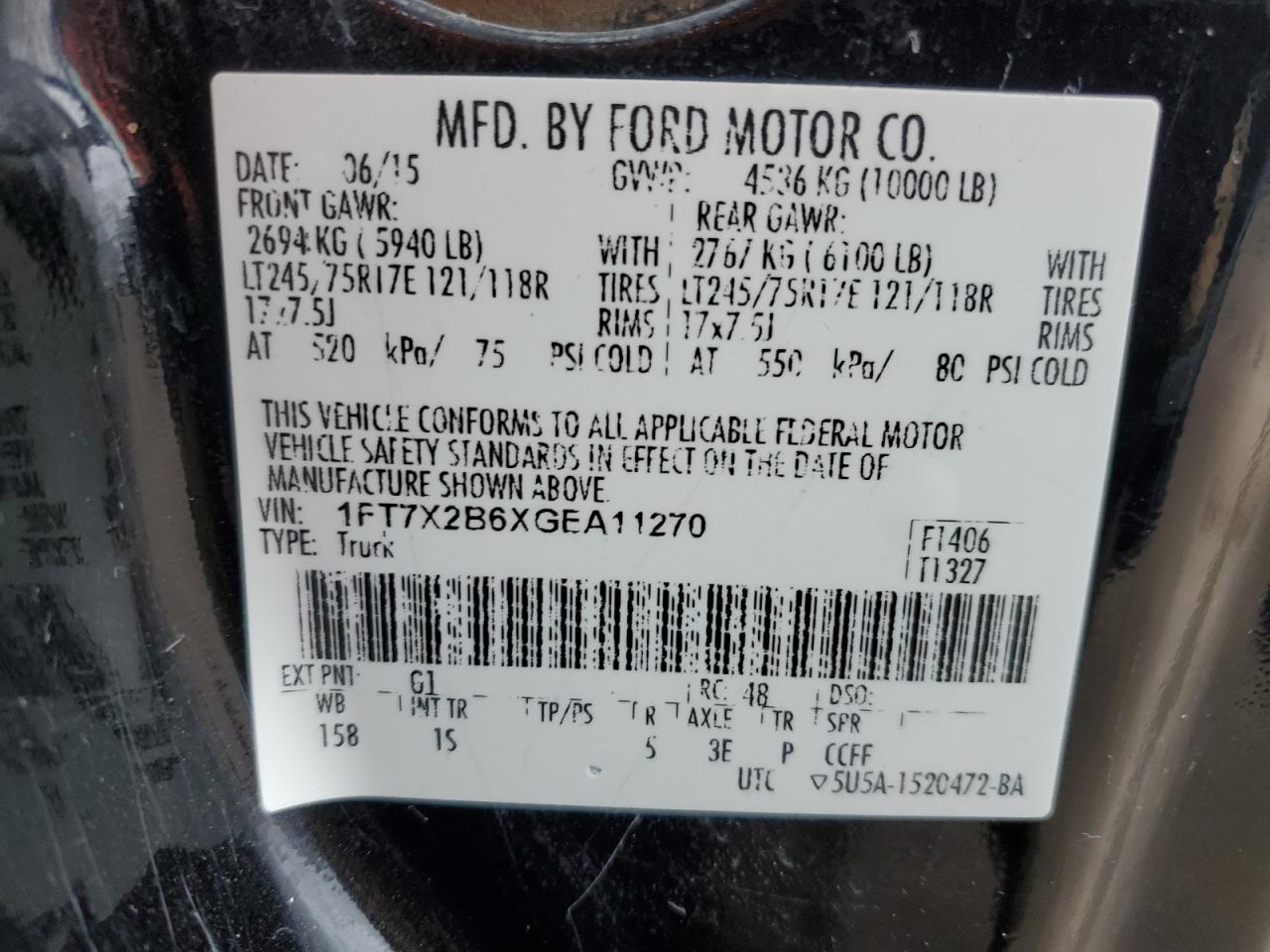 2016 Ford F250 Super Duty vin: 1FT7X2B6XGEA11270