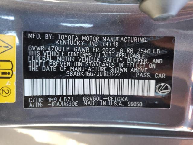 2018 LEXUS ES 350 58ABK1GG7JU103927