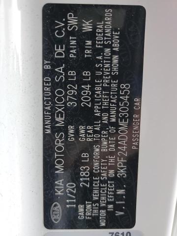 2021 Kia Forte Lxs VIN: 3KPF24AD0ME305458 Lot: 43396888