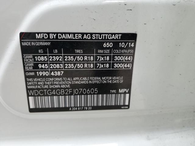 VIN WDCTG4GB2FJ070605 2015 Mercedes-Benz GLA-Class,... no.12