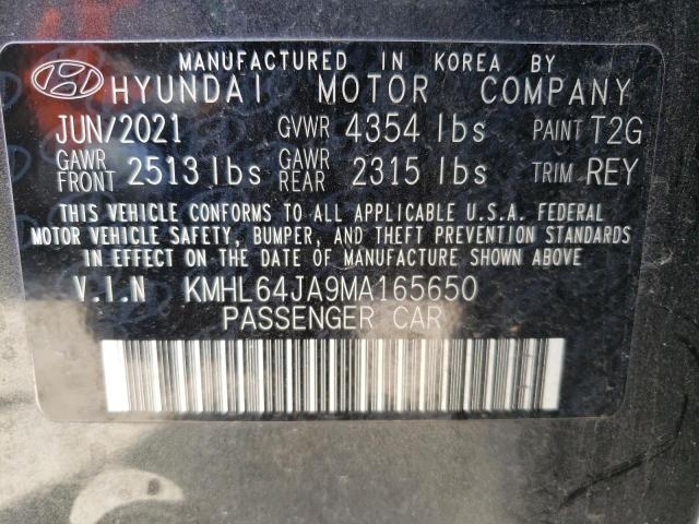 2021 Hyundai Sonata Sel VIN: KMHL64JA9MA165650 Lot: 47750134