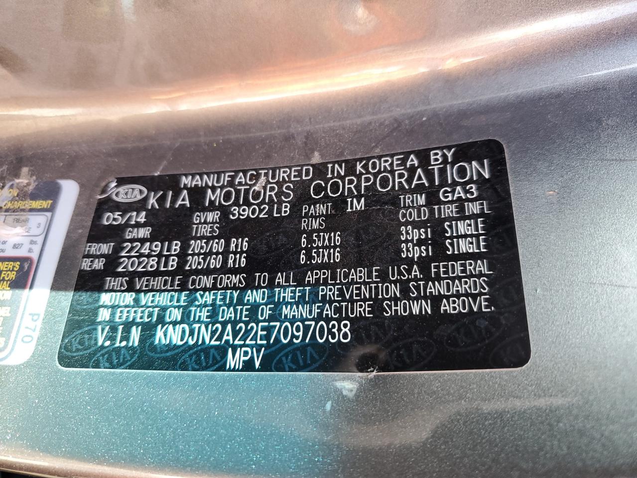 KNDJN2A22E7097038 2014 Kia Soul