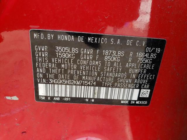 2019 HONDA FIT SPORT - 3HGGK5H62KM715474