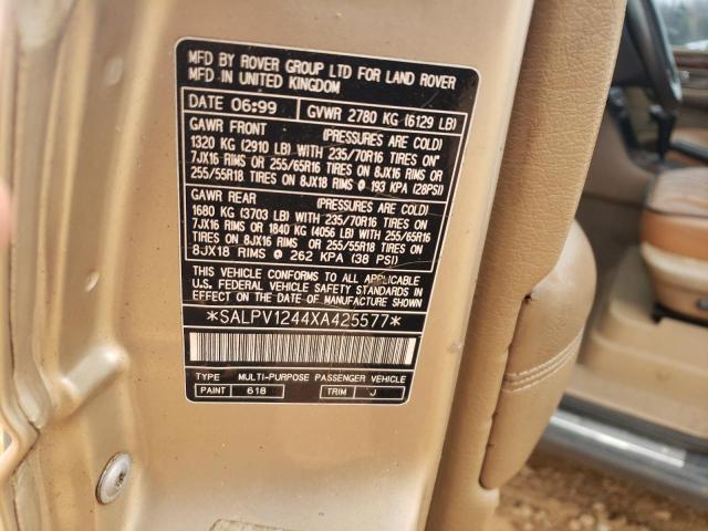 1999 Land Rover Range Rover 4.0 Se Long Wheelbase VIN: SALPV1244XA425577 Lot: 45674874