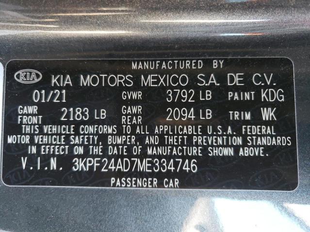 2021 Kia Forte Fe VIN: 3KPF24AD7ME334746 Lot: 46499214