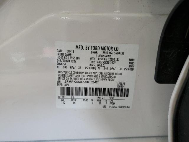 2018 Ford Edge Titanium VIN: 2FMPK4K87JBC62421 Lot: 48542174