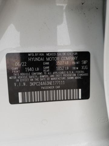 2022 Hyundai Accent Se VIN: 3KPC24A63NE177111 Lot: 48607384