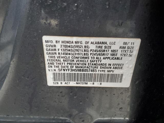 2011 Honda Pilot Exl VIN: 5FNYF3H59BB057465 Lot: 44998494