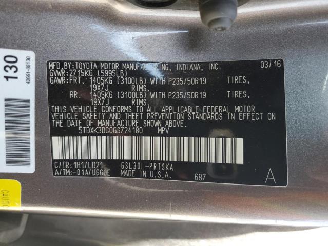 2016 TOYOTA SIENNA SE 5TDXK3DC0GS724180