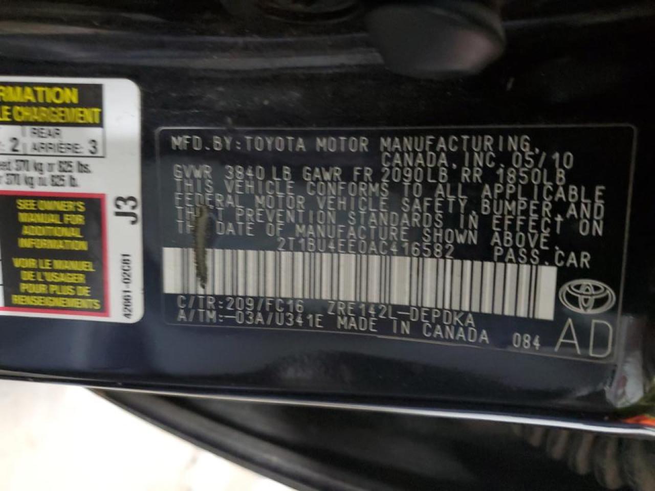 2T1BU4EE0AC416582 2010 Toyota Corolla Base