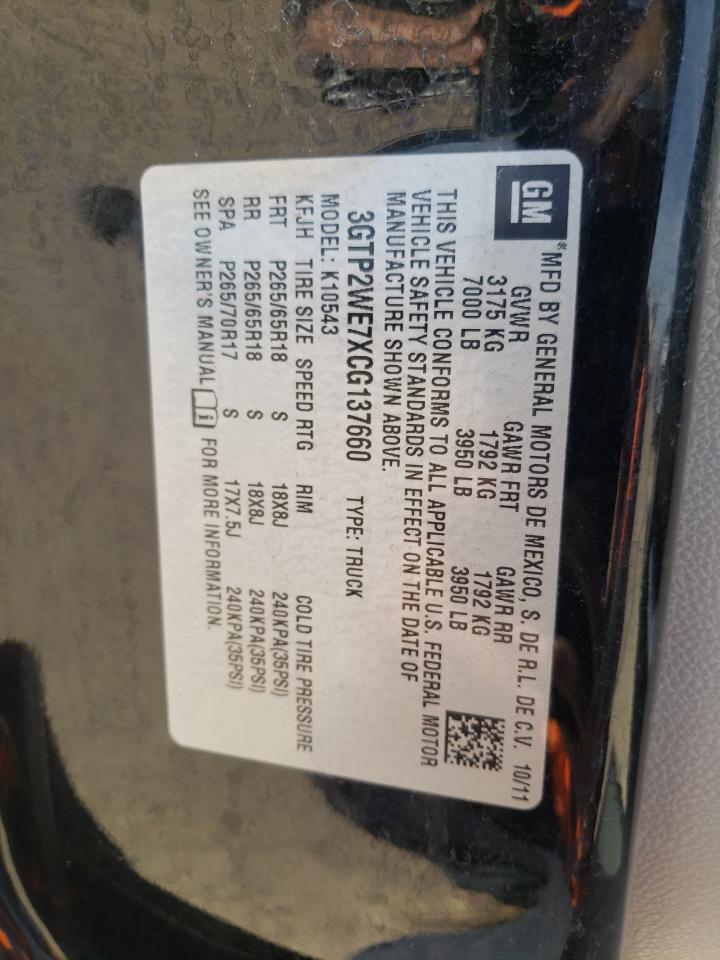 3GTP2WE7XCG137660 2012 GMC Sierra K1500 Slt