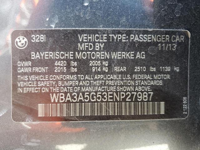 2014 BMW 328 I VIN: WBA3A5G53ENP27987 Lot: 47783804