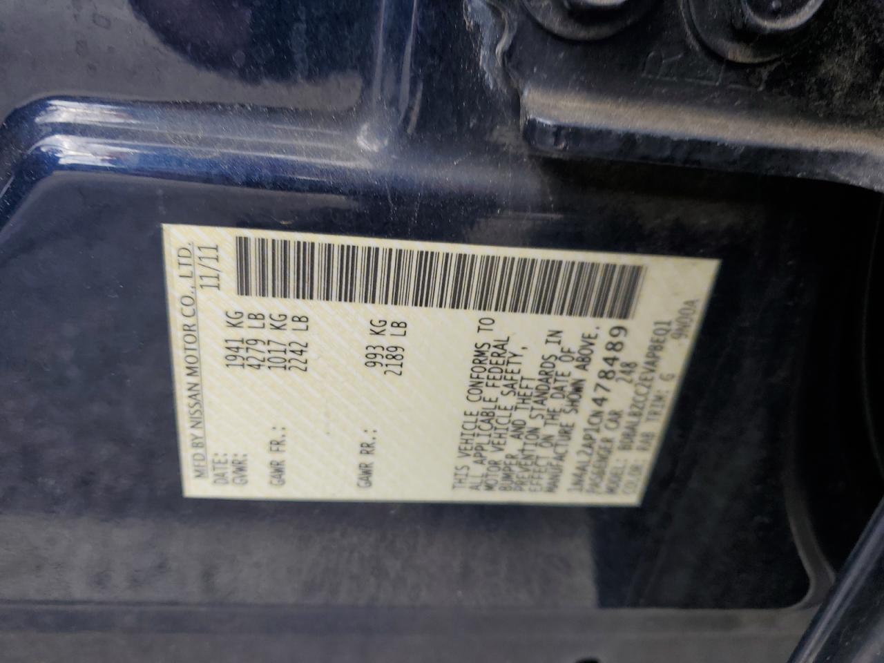 1N4AL2AP1CN478489 2012 Nissan Altima Base