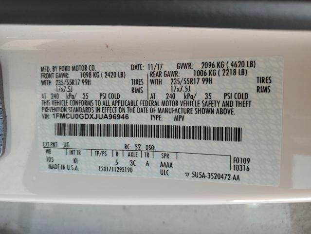 2018 FORD ESCAPE SE - 1FMCU0GDXJUA96946