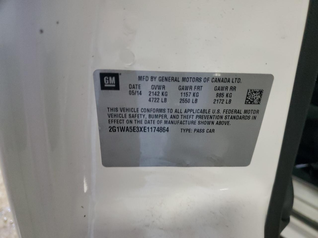 2G1WA5E3XE1174864 2014 Chevrolet Impala Limited Ls