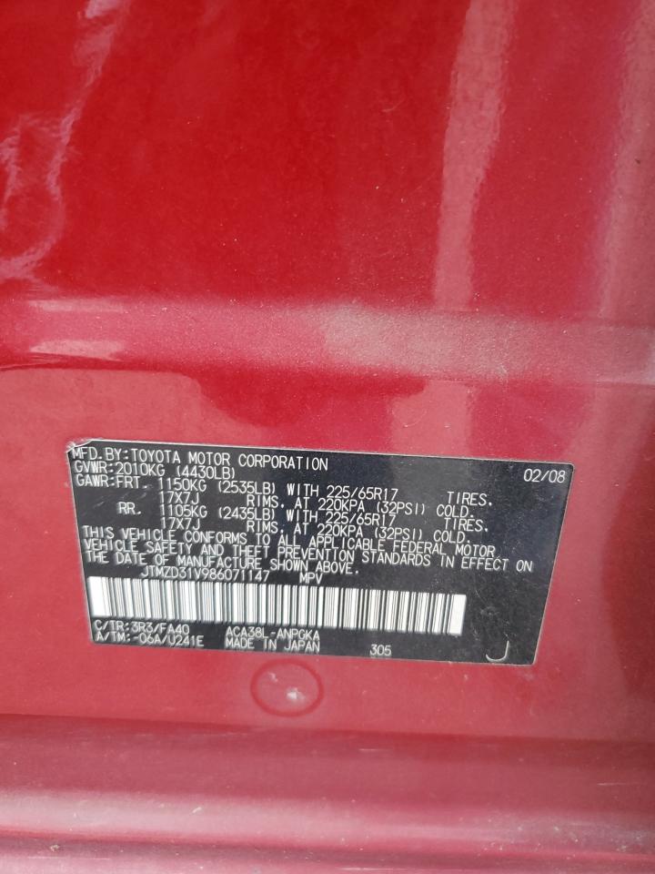 JTMZD31V986071147 2008 Toyota Rav4 Limited