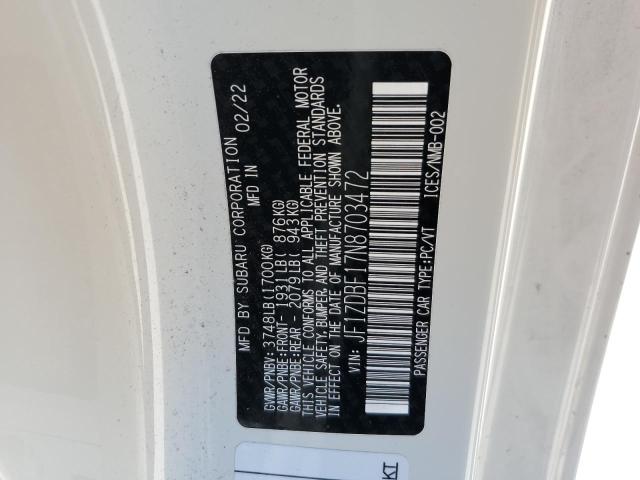 2022 SUBARU BRZ LIMITE JF1ZDBF17N8703472