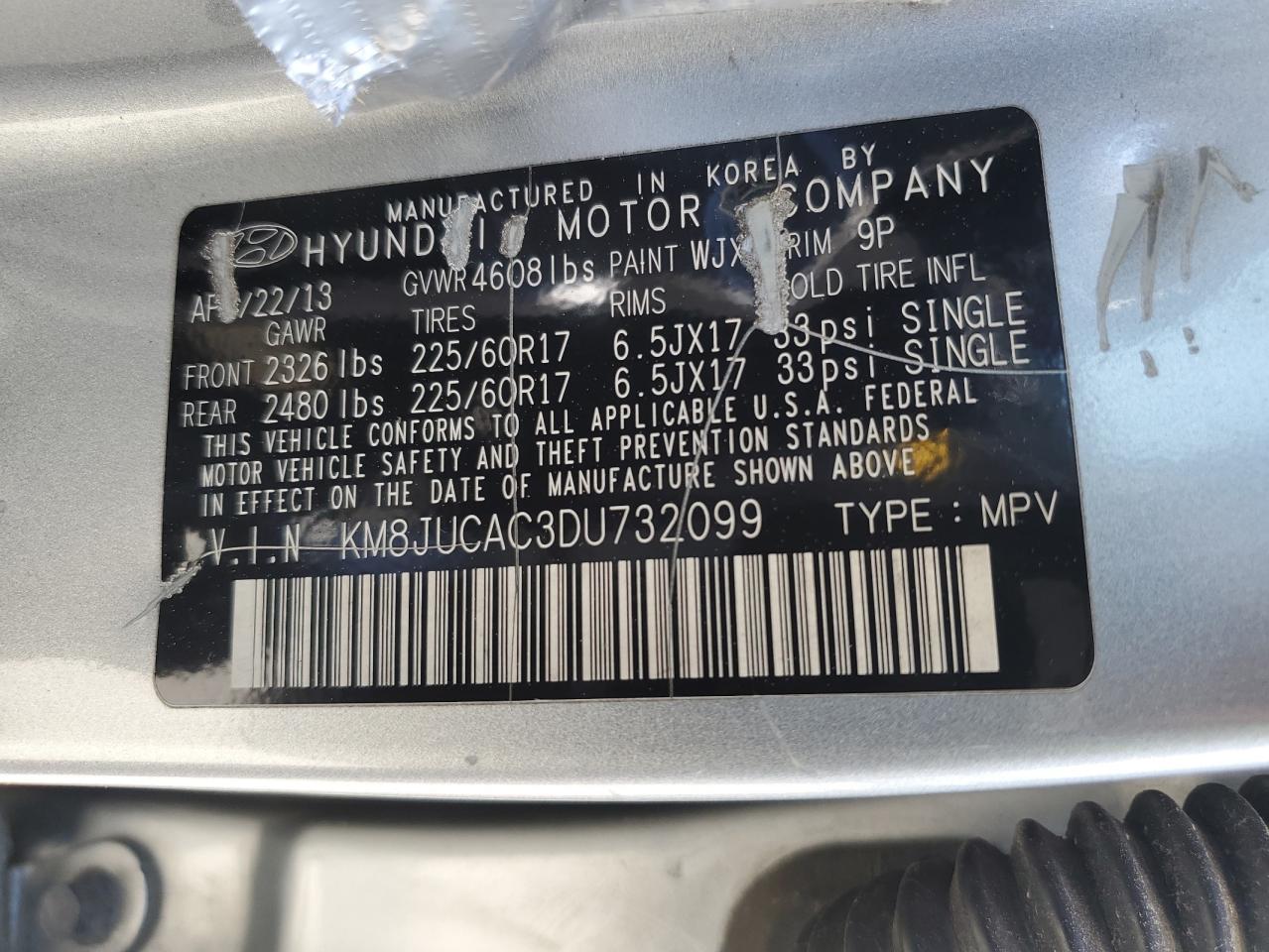 KM8JUCAC3DU732099 2013 Hyundai Tucson Gls