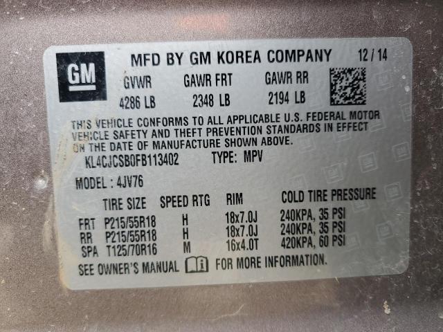 2015 BUICK ENCORE with FRONT END damage, VIN KL4CJCSB0FB113402