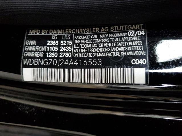 2004 Mercedes-Benz S 430 VIN: WDBNG70J24A416553 Lot: 48130214