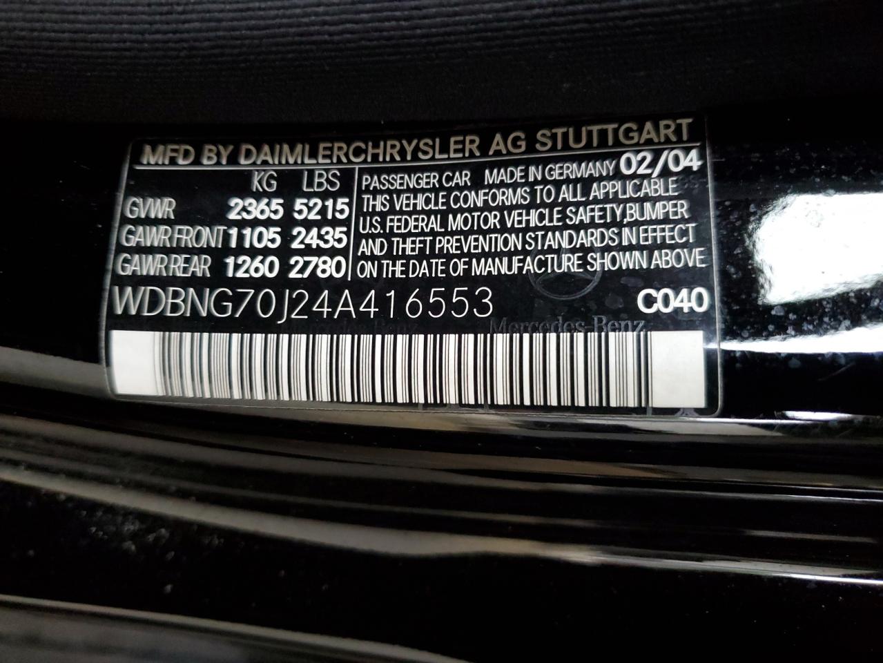 WDBNG70J24A416553 2004 Mercedes-Benz S 430