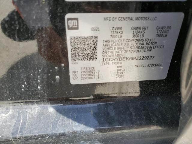 2021 Chevrolet Silverado K1500 Custom VIN: 1GCRYBEK6MZ329227 Lot: 47608994