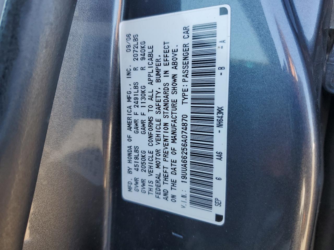 19UUA66256A074870 2006 Acura 3.2Tl