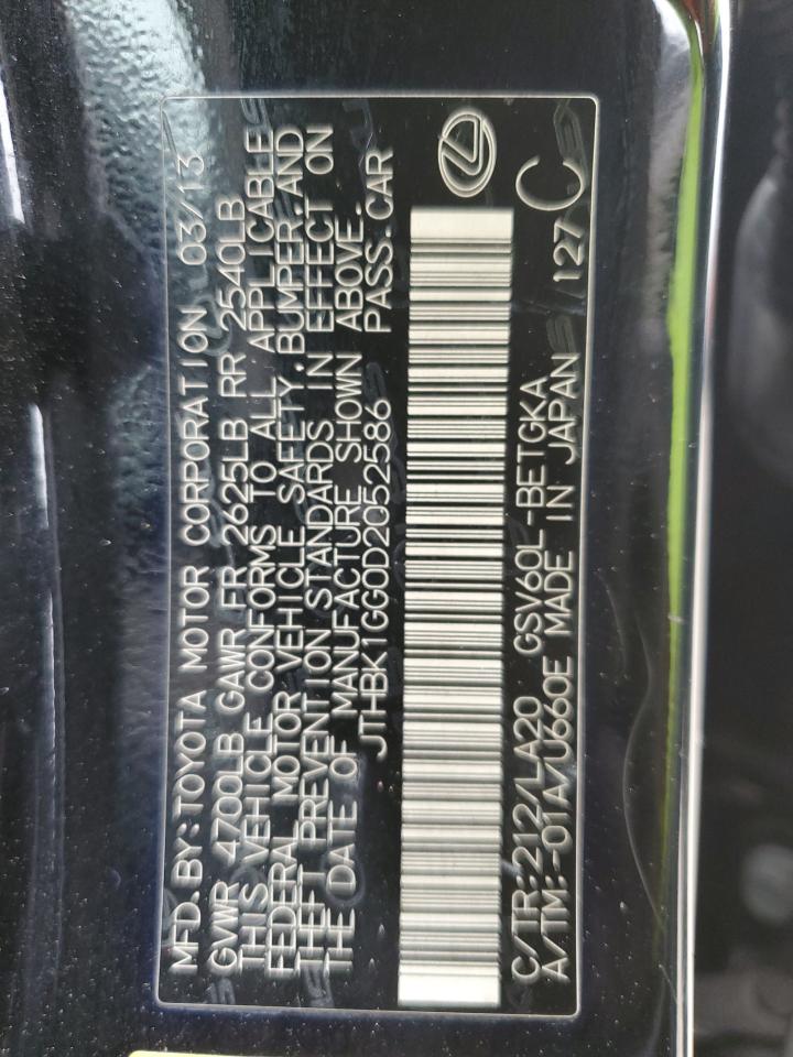 JTHBK1GG0D2052586 2013 Lexus Es 350