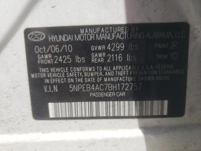 2011 Hyundai Sonata Gls VIN: 5NPEB4AC7BH172757 Lot: 48628744